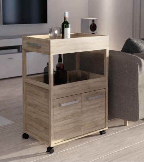Mueble bar BACO con ruedas estilo industrial