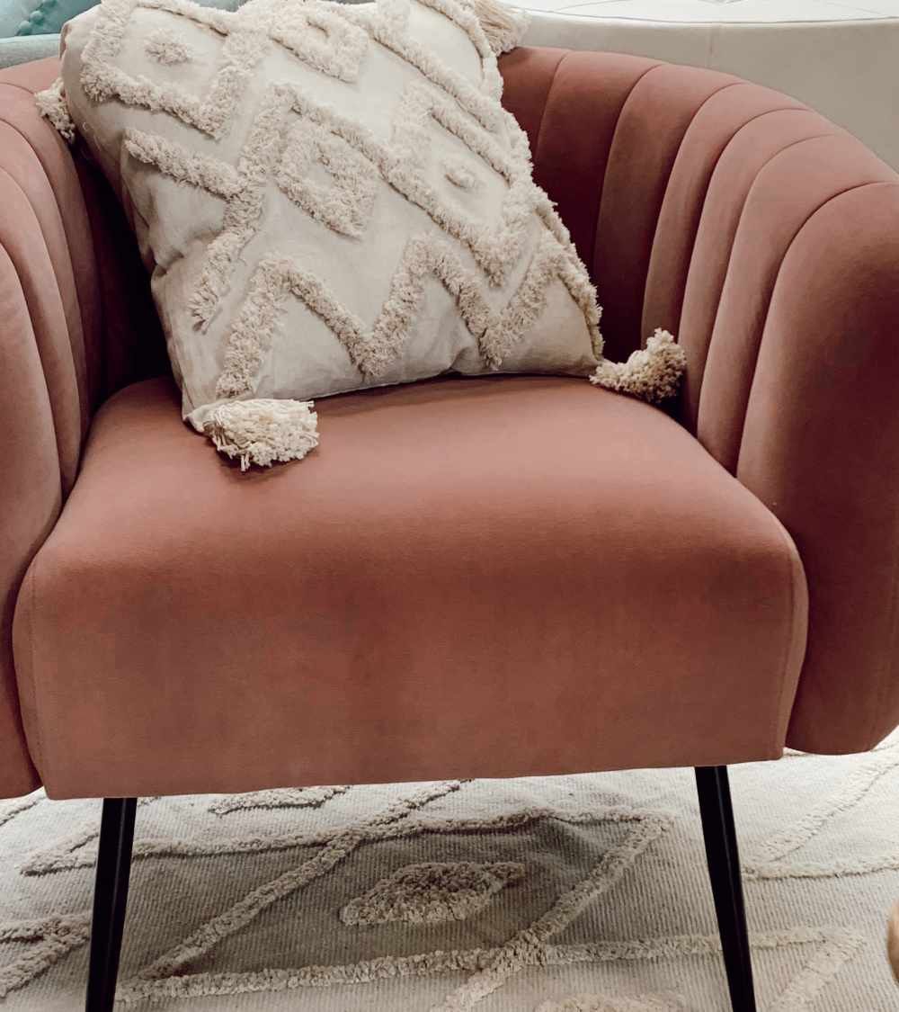 Butaca moderna terciopelo rosa TELMA