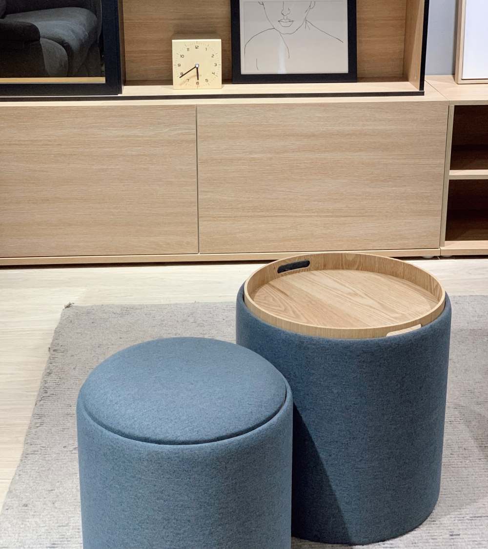 Pack 2 puffs decorativos con arcón ANIA